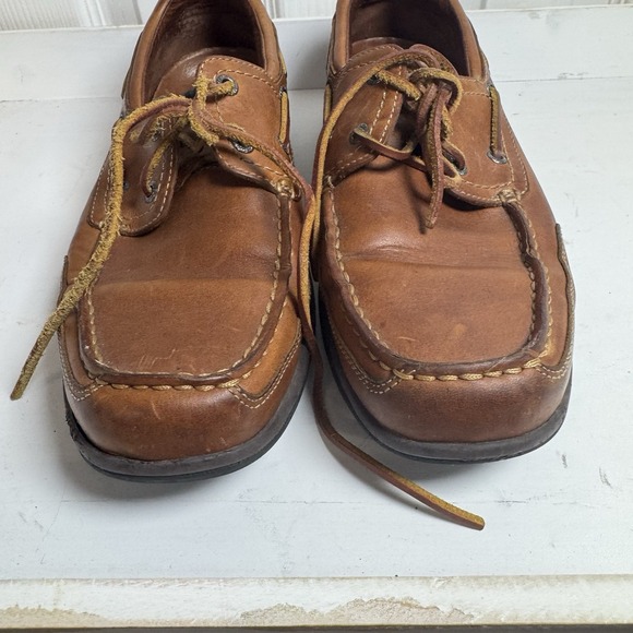 Sperry Topsider Boat Shoes Mens Size 9 Brown Leather 2 Eyelet Sport Sole Loafers - Picture 3 of 10
